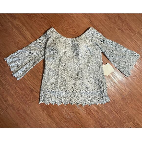 LT LanTing Bride Silver Blue Lace Fitted Cupped Zip Up Top – Women’s Size 22W - Picture 1 of 12